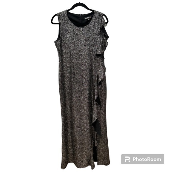 Glamour Nights Black and Gold formal evening gown dress 8P - Picture 1 of 9